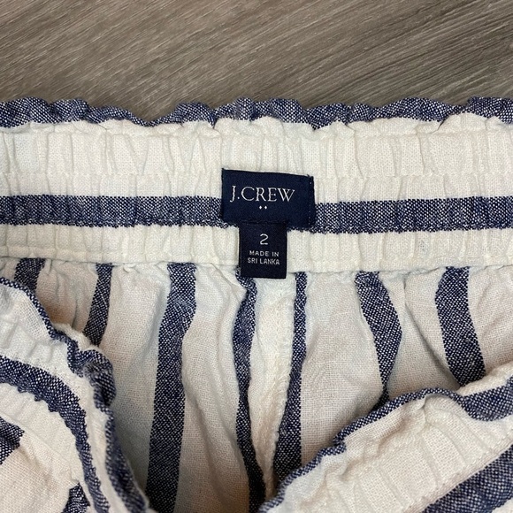 J. Crew Striped Linen Wide Leg Paper-Bag Pants - Picture 6 of 9